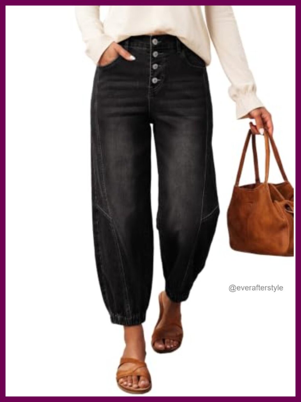 Barrel Jeans Women Button Front Baggy Denim Pants Pockets Wide Leg
